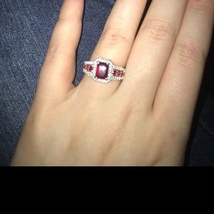 Red sterling silver ring
